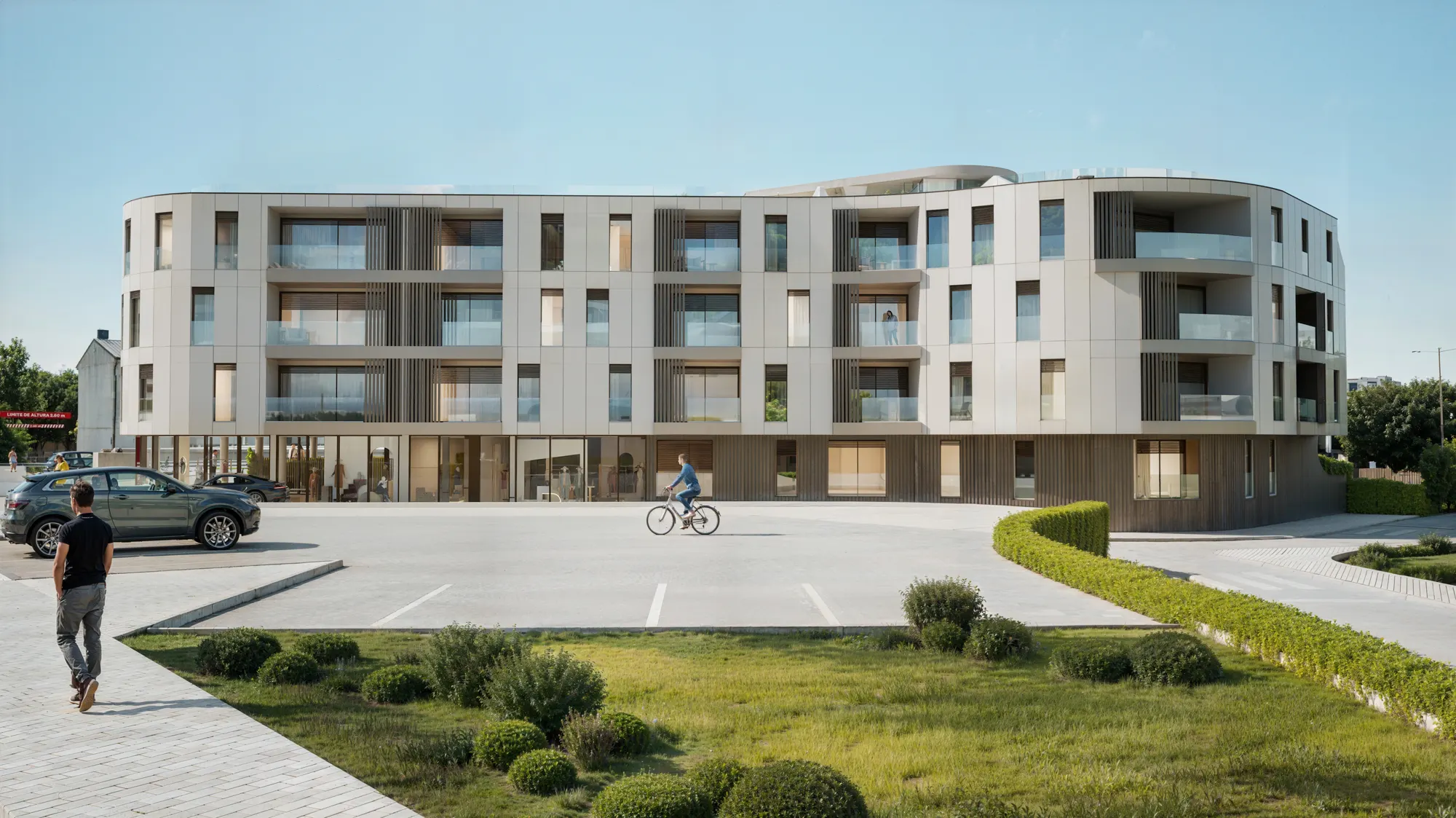 Atlantis Residences: fachada curva com varandas e jardins